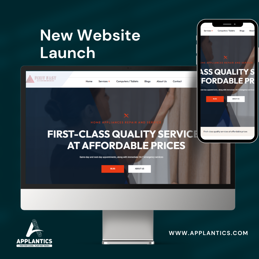 FixItFast Services Website - On-Demand Repair Services Web Design by Applantics